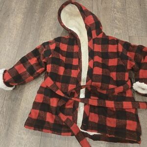 Indigo Red and Black Plaid Kids Robe